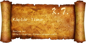 Káplár Timur névjegykártya